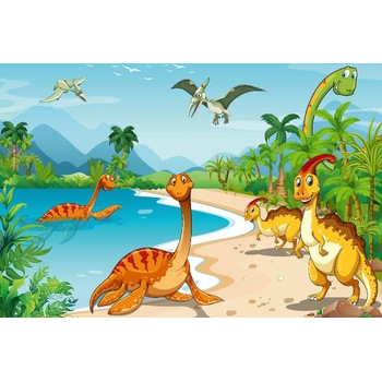 DIMEX ART s. r. o Флизелинов фототапет динозаври на плажа 375 x 250 см