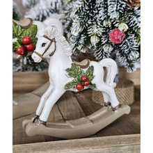 Dekorace bílý houpací koník - 11*4*11 cm - Clayre & Eef