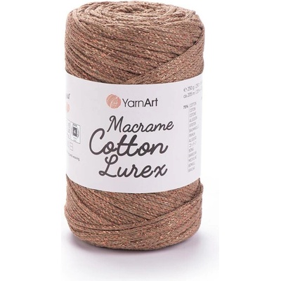 Yarn Art Macrame Cotton Lurex 742 hnědá s měděnou nitkou