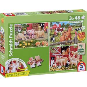 Schmidt Spiele Детски пъзел Schmidt от 3 x 48 части - Животни във фермата (56579) - baby