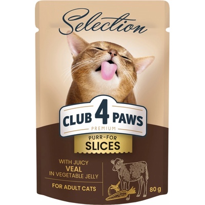 Club 4 Paws Premium Adult Plátky s telecím masem v zeleninovom žele 80 g