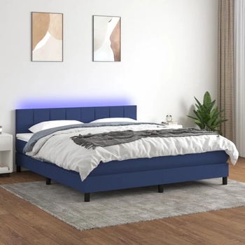 vidaXL Боксспринг легло с матрак и LED, синьо, 180x200 см, плат (3133179)