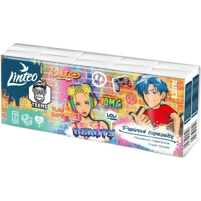 Linteo Teens Papierové vreckovky 3-vrstvové 10 x 10 ks