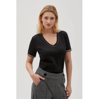 Moodo Черна базова тениска с V-образно деколте Moodo | Cheren | ЖЕНИ | XS