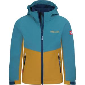 TROLLKIDS Детско софтшел яке Trollkids Kid's Kristiansand Jacket Softshell jacket - Stormy Blue / Mustard - размер 164 (EU) (703-2543-1620)