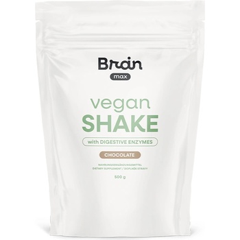 BrainMax Vegan Shake with Digestive Enzymes, Chocolate, 500 g