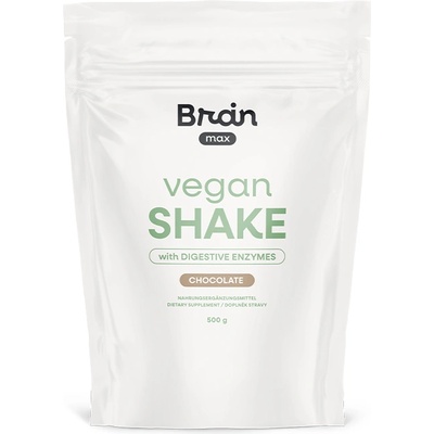 BrainMax Vegan Shake with Digestive Enzymes, Chocolate, 500 g