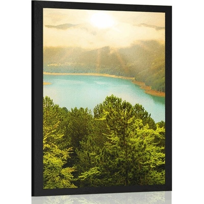 Plakát řeka uprostřed zeleného lesa - 40x60 no frame
