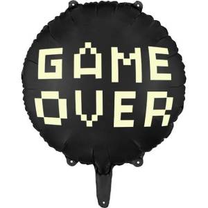 Party Deco Фолиев Балон "Gamer Over", 45 см, Черен (FB226)