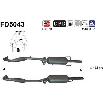 Filtr sazových částic, výfukový systém AS FD5043