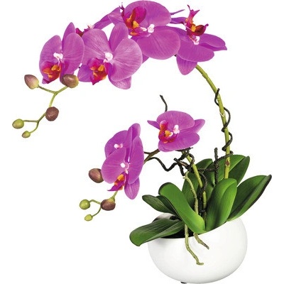 Umelá orchidea phalaenopsis v keramickej miske 42 cm lila Real Touch