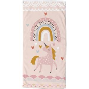 Good Morning Розова и бежова плажна кърпа 75x150 cm - Good Morning (7126.99.80)