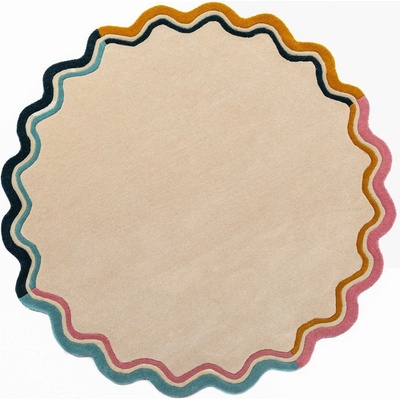 Flair Rugs Ръчно изработен вълнен кръгъл килим в естествен цвят ø 180 cm Leo Scallop - Flair Rugs (503119381120)