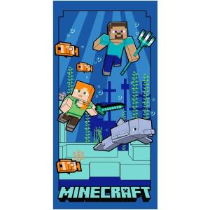Jerry Fabrics Синя детска кърпа от микрофибър 70x140 cm Minecraft "Underwater Fun" - Jerry Fabrics (25TW086)