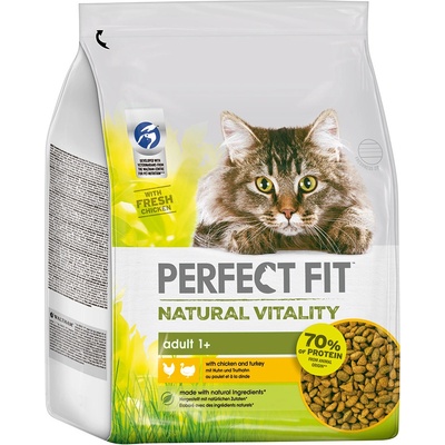 PERFECT FIT Natural Vitality s kuracím a morčacím pre dospelé mačky 2,4 kg