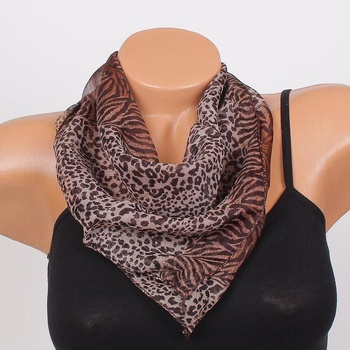 Image 1 of Стилно фишу в кафяво с животински принт