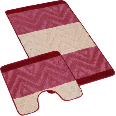 Bellatex Sada Bany Chevron burgundy 60x100 + 60x50 cm s výkrojem – Sleviste.cz