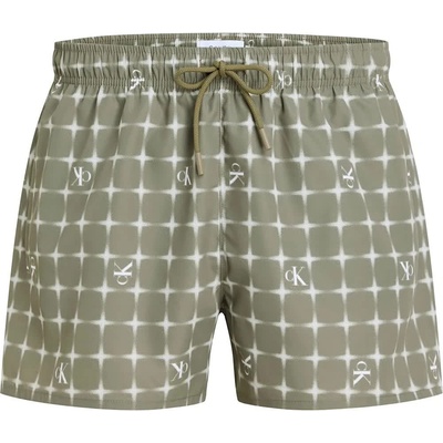 Calvin Klein Бански гащета Calvin klein jeans Short Drawstring-Print swimming shorts - Green (Diffused Logo Grid Green Aop)