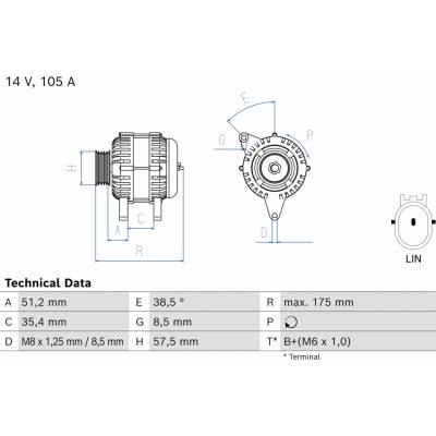 Alternátor BOSCH 0 986 086 650 (0986086650)