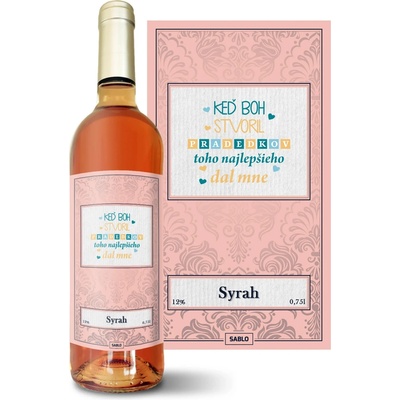 Sablio Keď Boh stvoril pradedkov Syrah ružové suché víno 12 % 0,75 l (čistá fľaša)