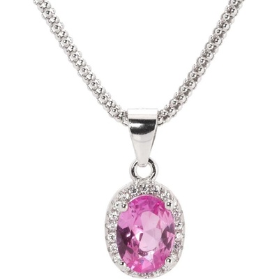 Rafity Stříbrný přívěsek s růžovým safírem a zirkony P0046 22