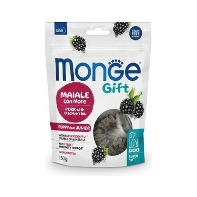 MONGE GIFT Dog Puppy Junior M pamlsky s vepřovým masem a ostružinou 150 g