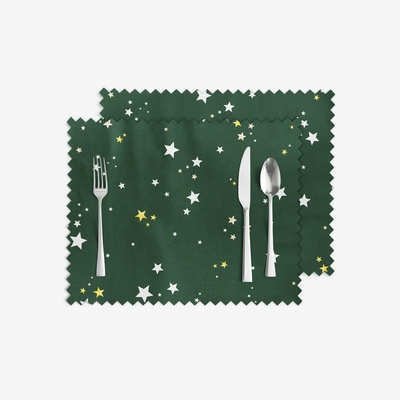 Goldea vánoční prostírání teflonové hvězdičky na zelené 2ks 30x40 cm