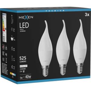 Mexen Nova 3x LED крушка пламък E14, C37, 5W, Неутрална - 4000K, 525 lm - L106-E14-0540-01x03 (L106-E14-0540-01x03)
