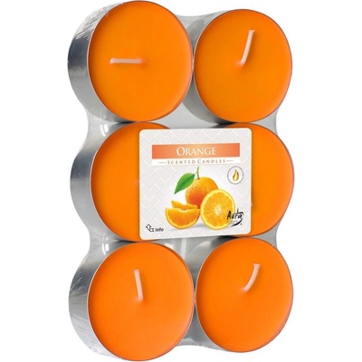AURA Candles Maxi vonná čajová svíčka Orange pr. 5,7 cm, 6 ks