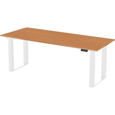 Delso Výškovo nastaviteľný stôl ROCKSTER 90 x 140 cm buk / biela