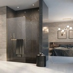Radaway Душ кабина Radaway Modo New II с блестящо-прозрачен златен държач за кърпи 140 см, закалено стъкло 8 мм (389144-09-01W)