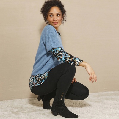 Legíny s ozdobnými gombíkmi čierna