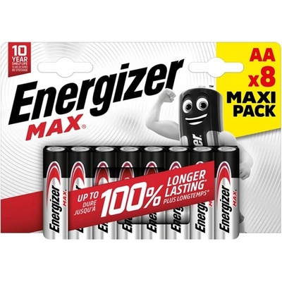 Energizer max батерии с дълъг живот, тип aa, алкални, 8 бр. /опаковка (e303324700)