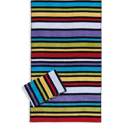 SCANquilt Plážová osuška VELUR pruhy pestrá 95 x 185 cm
