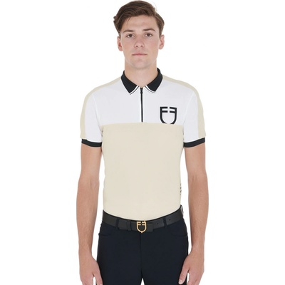 EQUESTRO Triko Polo Training Bicolor pánské beige white – Zboží Dáma