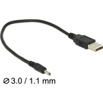 Delock Кабел Delock с USB Type-A щекер към DC 3, 0 x 1, 1 мм мъжки конектор, 27 см (83793)