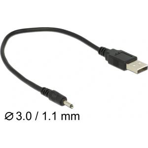 Delock Кабел Delock с USB Type-A щекер към DC 3, 0 x 1, 1 мм мъжки конектор, 27 см (83793)