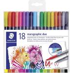 STAEDTLER Fiberpen Marsgraphic Duo четки-маркери (18) (3001 TB18)