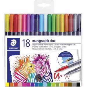 STAEDTLER Fiberpen Marsgraphic Duo четки-маркери (18) (3001 TB18)