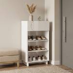 vidaXL Шкаф за обувки 48 x 38 x 87, 5 см Инженерно дърво Бял гланц (8011679)