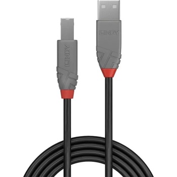 Lindy Кабел Lindy Anthra Line, от USB Type-A 2.0 (м) към USB Type-B 2.0 (м), 0.20 м, черен (LNY-36670)