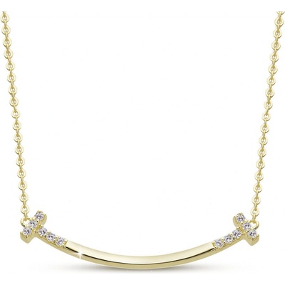 Biju Stříbrný řetízek, pozlacený 14k s přívěskem, tyčinka ozdobená zirkony 3002035