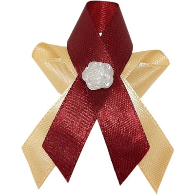 Svatební vývazek červeno-zlatý s bílou růžičkou – Zboží Mobilmania