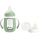 Beaba Fľaša Bidon na učenie pitia 2in1 Training Bottle Sage Green 210 ml so silikónovým obalom zelená
