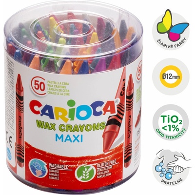 Carioca Maxi Wax Crayons voskovky 50 ks