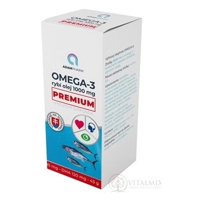 ADAMPharm OMEGA-3 rybí olej 1000 mg Premium 60 kapslí