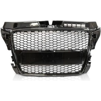 Решетка с поставка за емблема за Audi A3 (2008-2013) - RS-Look Черна-gloss