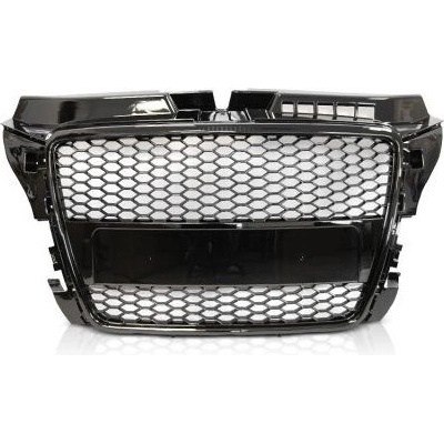 Решетка с поставка за емблема за Audi A3 (2008-2013) - RS-Look Черна-gloss