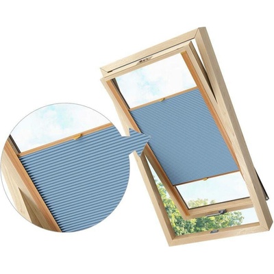 Zebra-shop Zatemňovací Plissé Pro Střešní Okno SV. MODRÁ PM09 Velux CK04 borovice