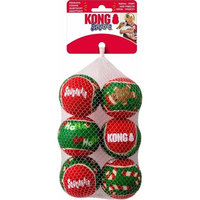 Kong SqueakAir vánoční tenisové míčky 6,5 cm 6 ks